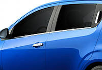 Нижние молдинги стекол (нерж) Hatchback, OmsaLine - Итальянская нержавейка для Chevrolet Aveo T300 2011-2024