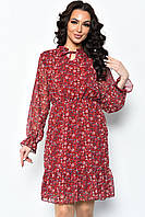 Платье женское шифоновое красного цвета в цветочек уп.5 шт. 171487T Бесплатная доставка