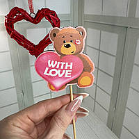 Топер в подарунок на день Закоханих Валентинка "Мішка" Розмір 70*65*250 мм