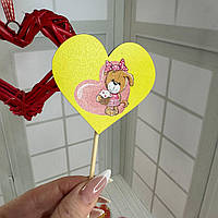 Топер в подарунок на день Закоханих Валентинка "Мішка 3" Розмір 70*65*250 мм