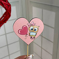 Топер в подарунок на день Закоханих Валентинка "Сова" Розмір 70*65*250 мм