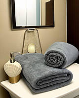 Махровые полотенца серые 100-150 см- 5 штук