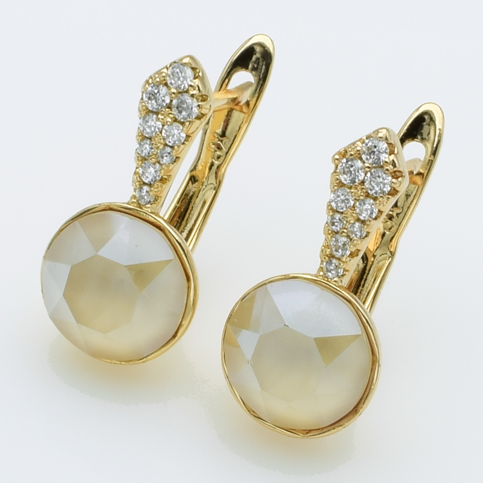 XUPING Серьги Позолота 18к Камни Swarovski Высота 1.8см, Ширина 0.9см
