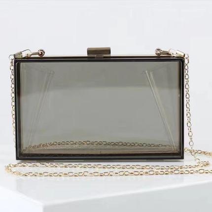 Клатч з ланцюжком на плече (0464) темно прозорий, фото 1