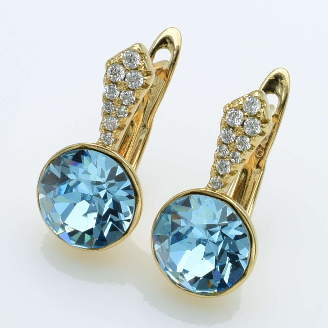 XUPING Серьги Позолота 18к Камни Swarovski Высота 1.8см, Ширина 0.9см