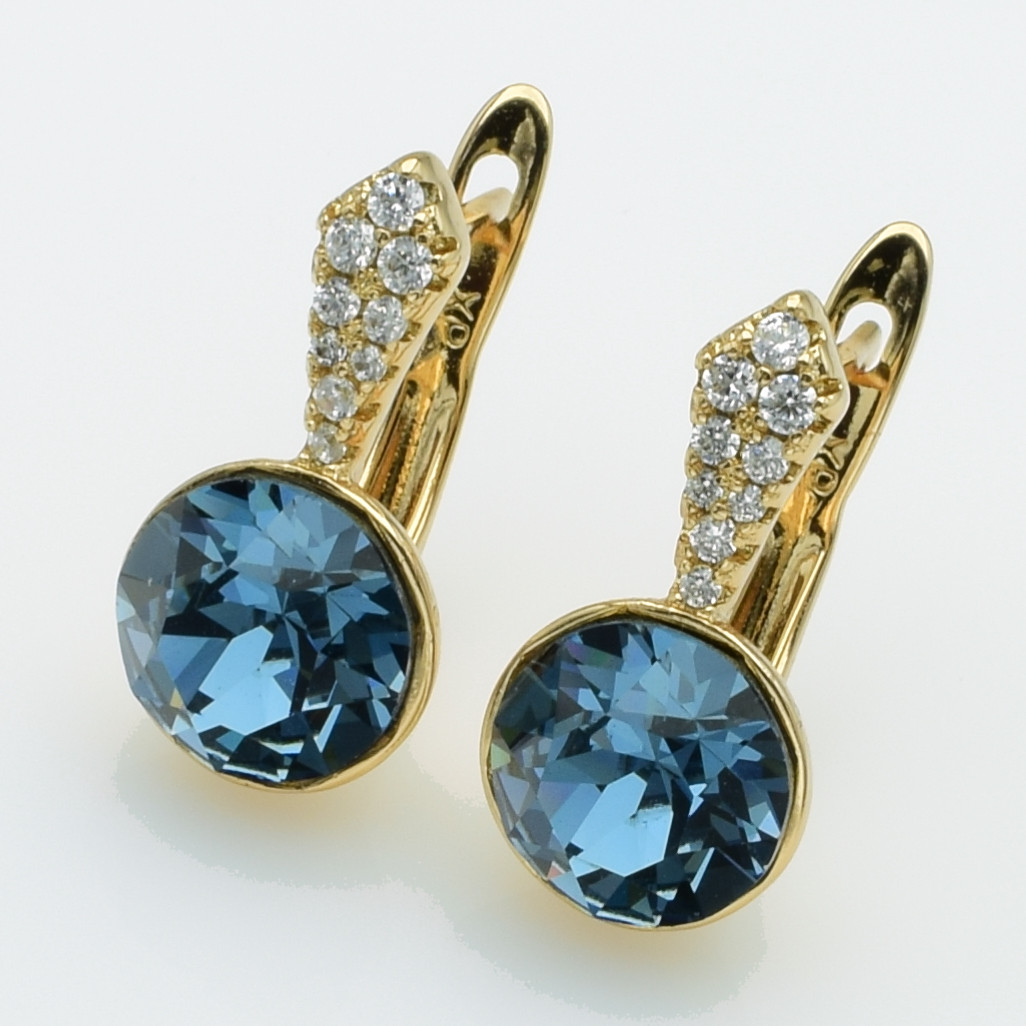 XUPING Серьги Позолота 18к Камни Swarovski Высота 1.8см, Ширина 0.9см