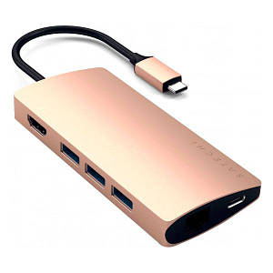 USB-хаб Satechi Aluminum Type-C Multi-Port Adapter (ST-TCMA2G) Gold 4K with Ethernet V2