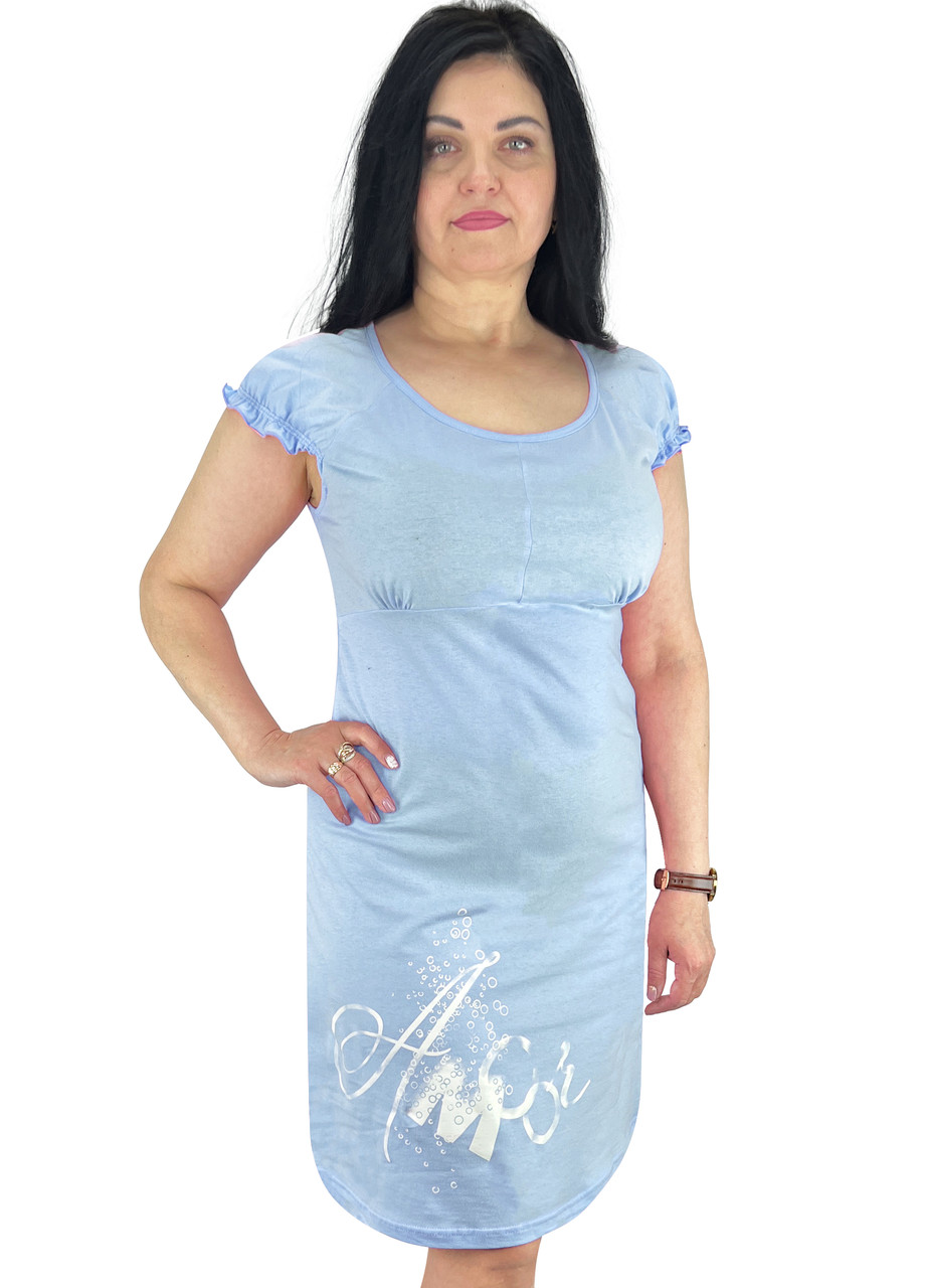 Нічна сорочка жіноча з накатом кулір 44 блакитний (4669)