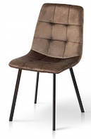 Стильный обеденный стул с мягкими сиденьями велюровой обивкой на черных ножках Ментос цвет Табакко Микс Мебель