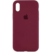 Чехол Silicone Case Full Protective (AA) для Apple iPhone X (5.8") / XS Бордовый / Plum