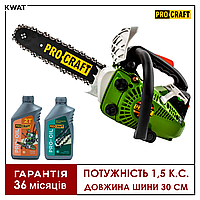 Бензопила цепная 1,5 л с Procraft K300S Масло ProСraft для цепи 1 л Масло Pro Сraft моторное 2-тактное 1 л