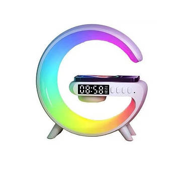 Ночник RGB 3в1 + Bluetooth колонка та бездротова зарядка G63 Smart Small White S