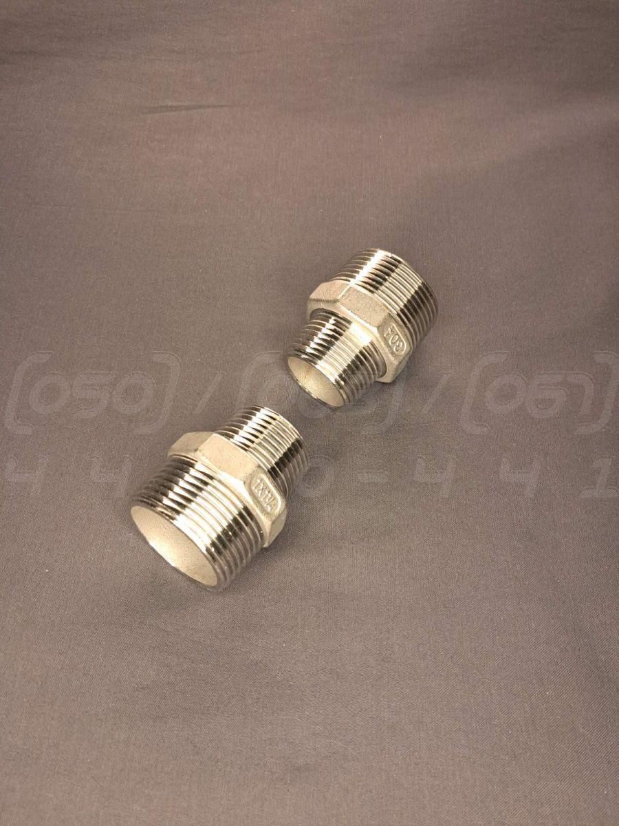 Ніпель перехідний різьбовий нержавіючий DN32x25 (1"1/4x1") н/ж сталь AISI 304, з шестигранником, Class 150, фото 1