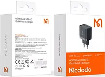 Адаптер Mcdodo [CH-2501] Dual GaN Fast Charger 2xUSB-C 40W (Black)