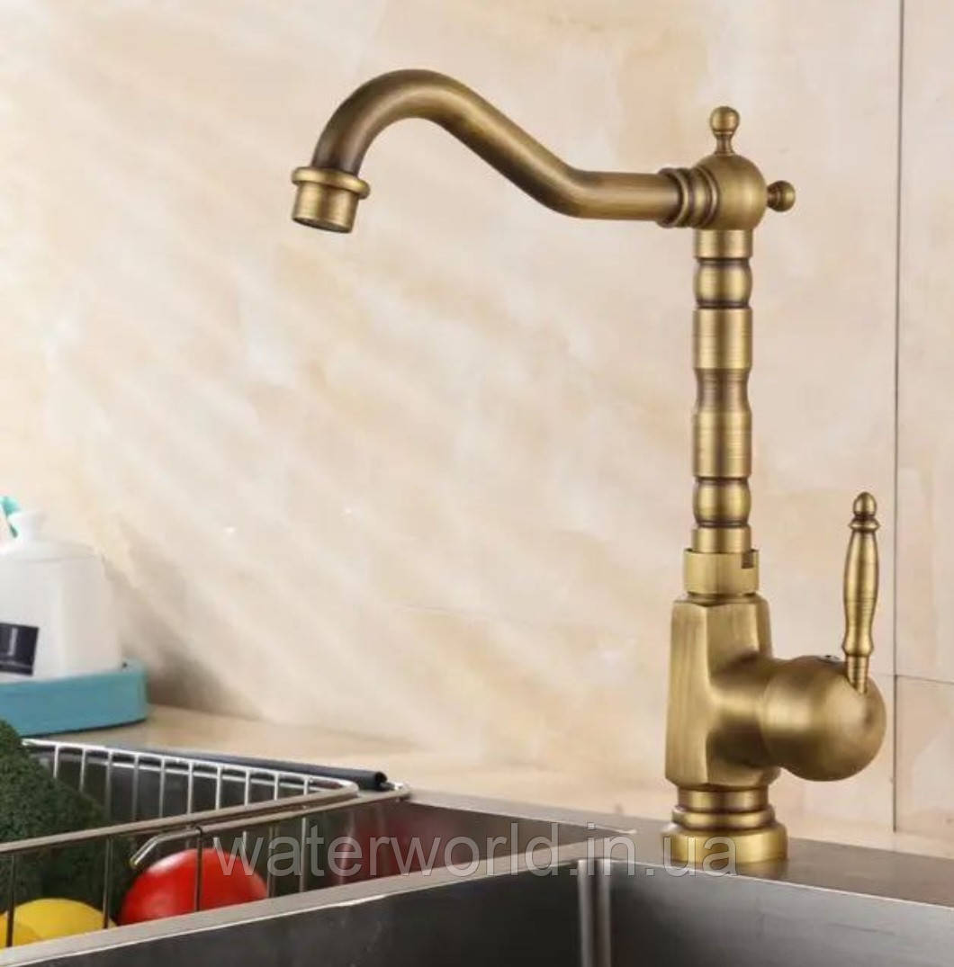 Латунний змішувач для кухонної мийки в бронзовому кольорі, фото 1