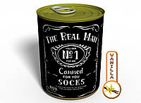 Canned Gifts - 2 Pair Quality All Seasons Black Cotton Socks - The Real Man Funny Hilarious Gag Items Gifts