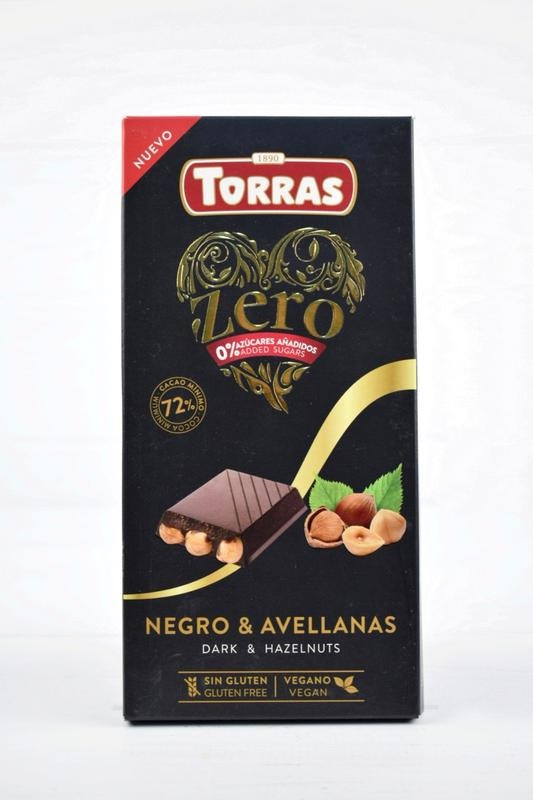 Шоколад Чорний без цукру і глютену Торрас з фундуком Torras Zero Negro Avellanas 150 г Іспанія