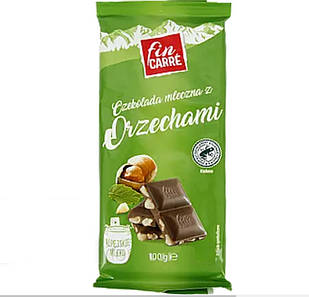 Шоколад Молочний Fin Carre z Orzechami із Фундуком 100 г Польща