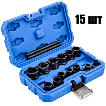 Набір головок витягувачів для пошкоджених гвинтів та гайок ALIHSN6-1915EL AL-FA 15 шт