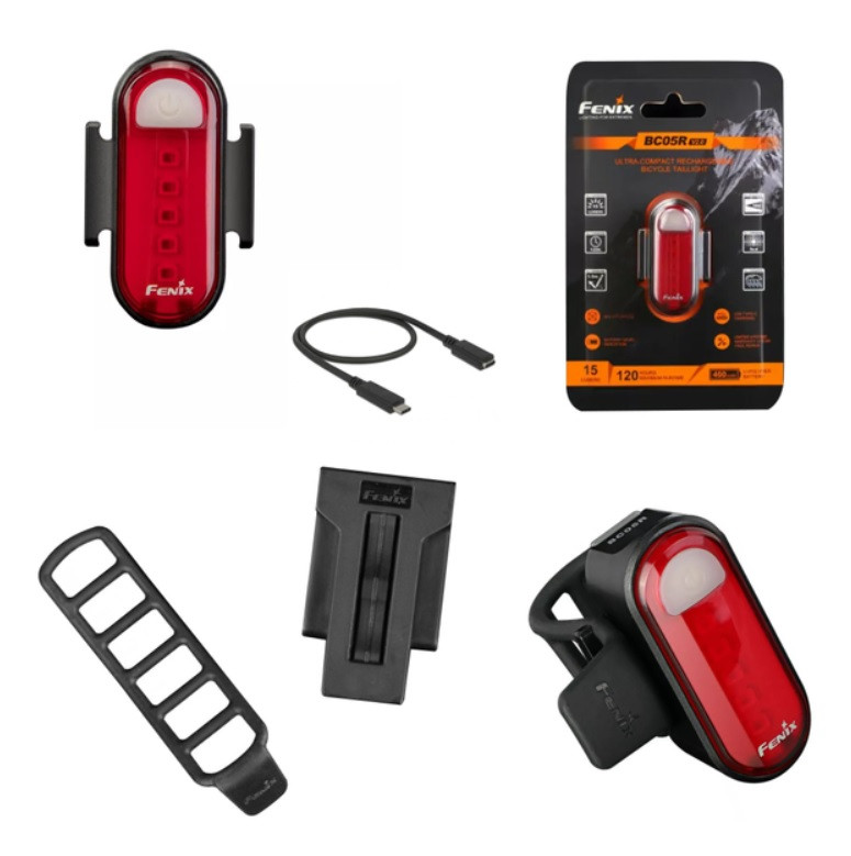 Задня велофара Fenix BC05R v2.0 (15LM, 400mAh, USB Type-C, IP66, 120 годин, Індикація заряду)