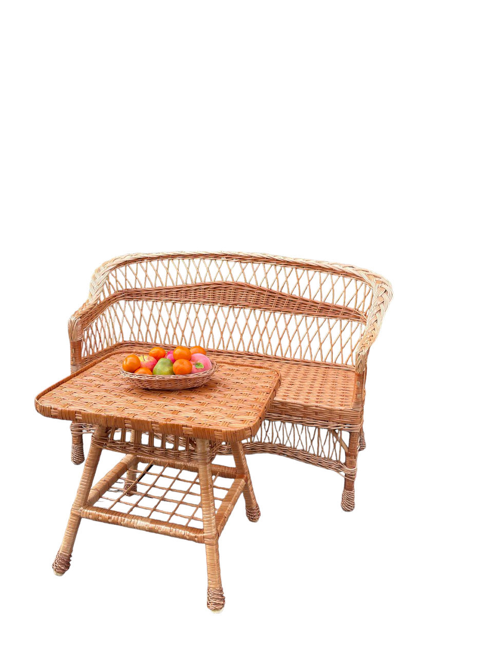 Плетений Диван зі спинкою |лава з лози | плетений диван на 3 ніжках