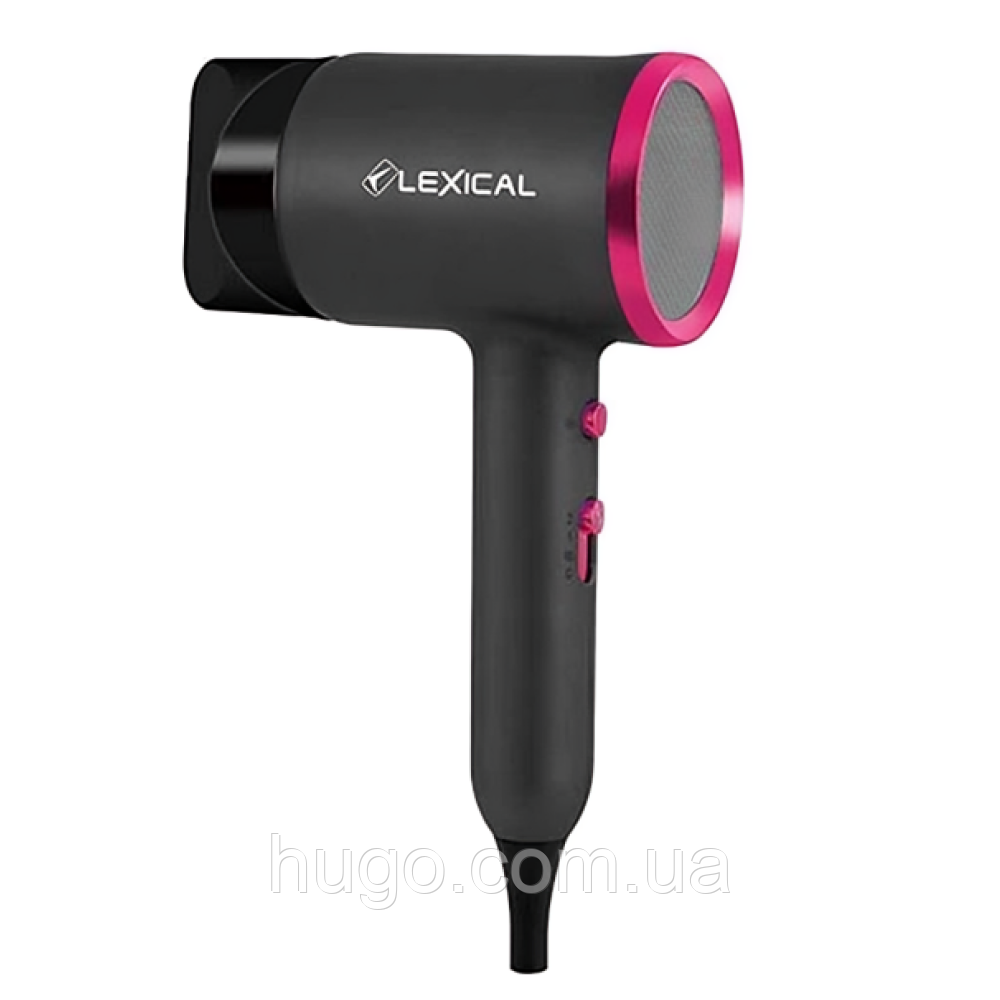 Фен для волосся Lexical LAS-5020, 1600Вт, Сірий / Дорожній фен для сушіння волосся / Маленький фен для укладки волосся, фото 1