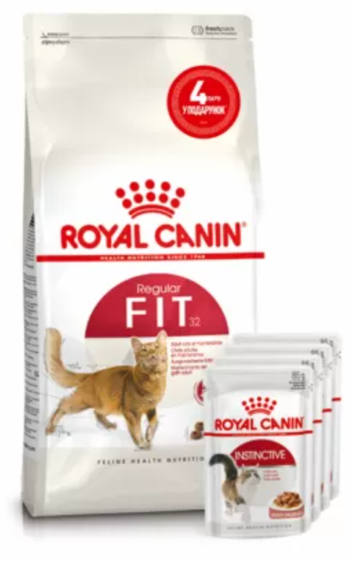 Royal Canin Fit 2кг + 4 пауча збалансований корм для кішок