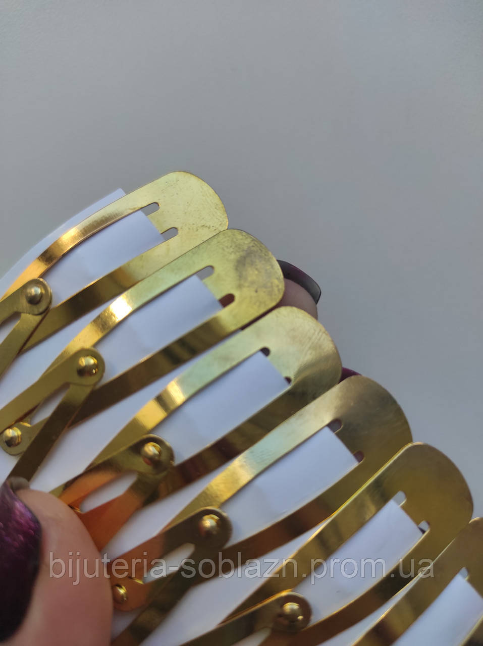 Золотистые заколки зажимы тик-так хлопушки для волос чёлки металл золотистые 4,5 см, набор 40 шт !!!уценка!!! - фото 2 - id-p2100433641