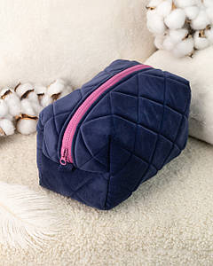 Косметичка велюрова Темно-синій