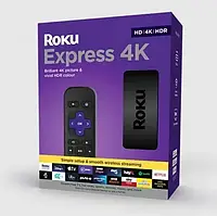 Смарт приставка Roku Express 4K к TV, Медиаплеер с поддержкой интернет-сервисов, Смартбокс к телевизору с пуль