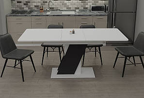 Стіл обідній розкладний "Теч" 180х80х75 см. Білий/Графіт