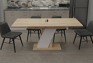 Стіл обідній розкладний "Теч" 180х80х75 см. Дуб сонома/Білий