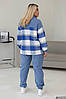 Р. 48-58 Жіночий брючний костюм 176 з кашеміровою сорочкою в карту та вельветовими штанами великого розміру, фото 3