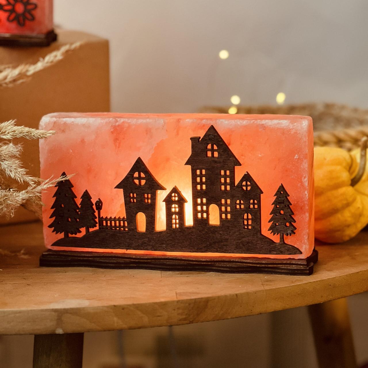 Соляна лампа з гімалайської солі “Будиночки” 2 кг, фото 1