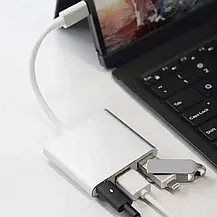 Перехідник адаптер 3в1 з Type-C на HDMI USB-C, USB хаб, Конвертер Full HD 1080p 4K 2K UHD, фото 2