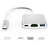 Перехідник адаптер 3в1 з Type-C на HDMI USB-C, USB хаб, Конвертер Full HD 1080p 4K 2K UHD, фото 6