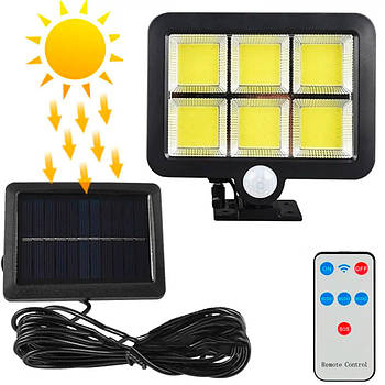 Вуличний ліхтар на сонячній батареї BK-128-6COB, з пультом / Ліхтар на стовп / Прожектор світлодіодний