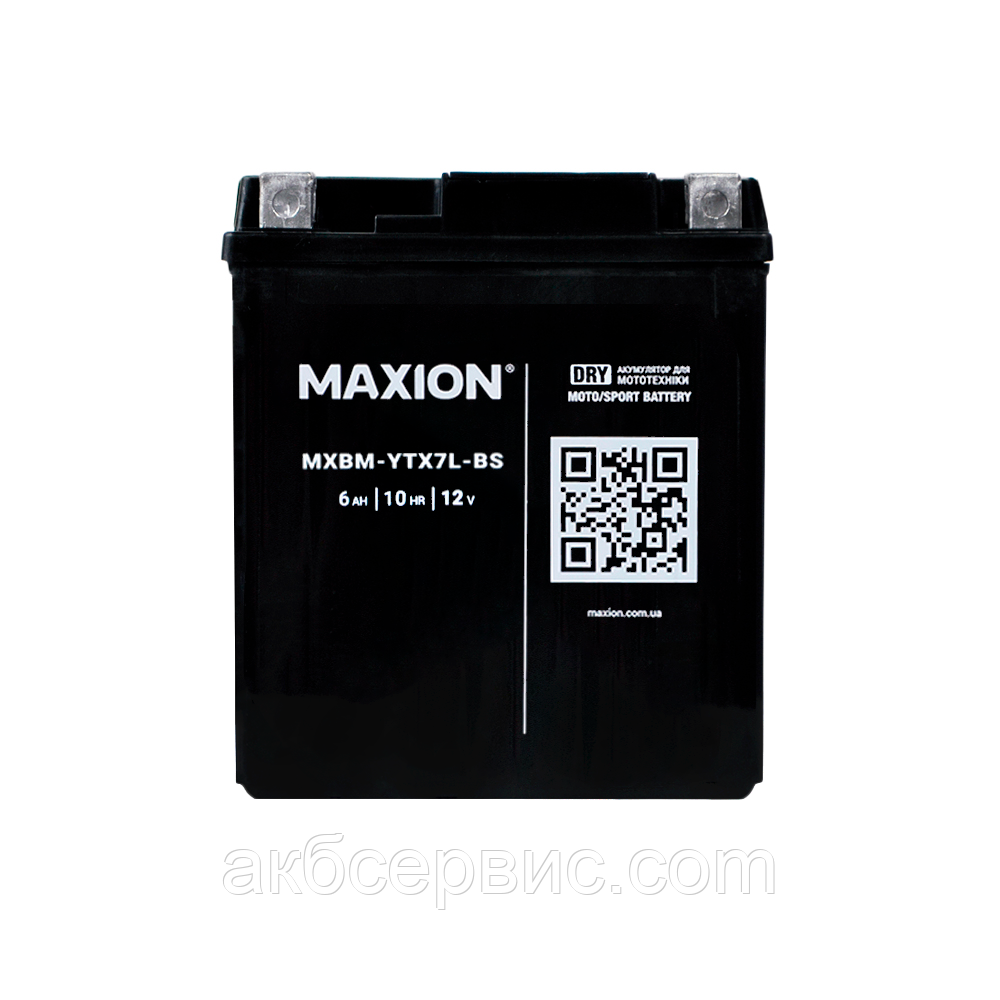 Мото акумулятор MAXION MXBM-YTX7L-BS (12V, 7A), сухозаряджений без електроліта, фото 1