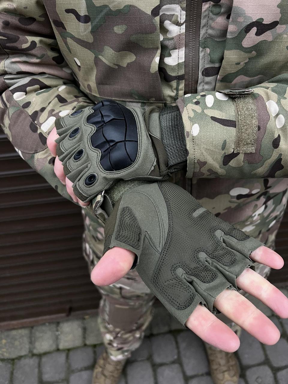 Рукавиці безпалі Oakley Tactical Pro з кісточками, олива