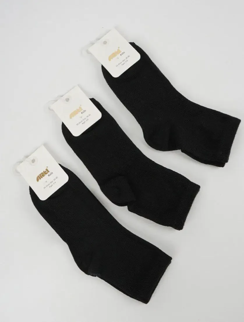 Дитячі шкарпетки Arti (Турция) чорні однотонні, різні розміри, Упаковка 3 пари