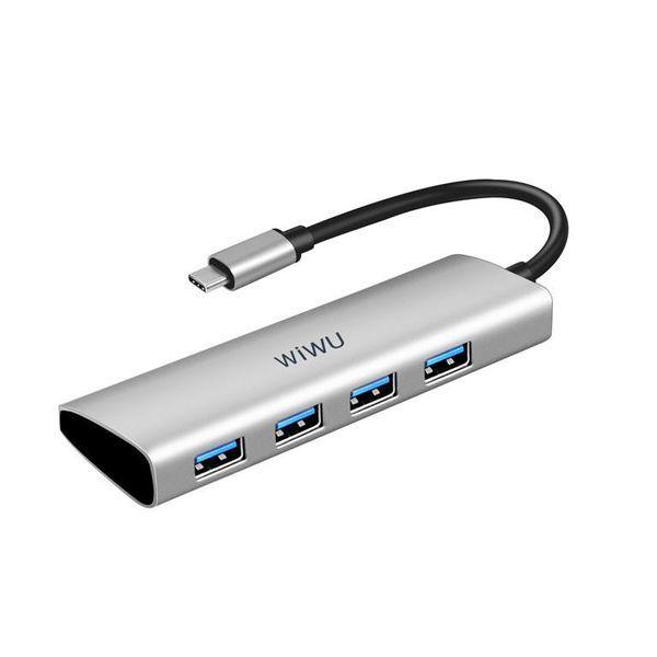 Адаптер WIWU [A440 Pro] Alpha 4in1 USB-C to 4xUSB3.0 (Grey)