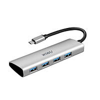 Адаптер WIWU [A440 Pro] Alpha 4in1 USB-C to 4xUSB3.0 (Grey)