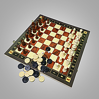 Набор игр Шахматы шашки нарды 3 в 1 деревянные Zoocen Шахматная доска 39 x 39 см Коричневый (ZC039A)