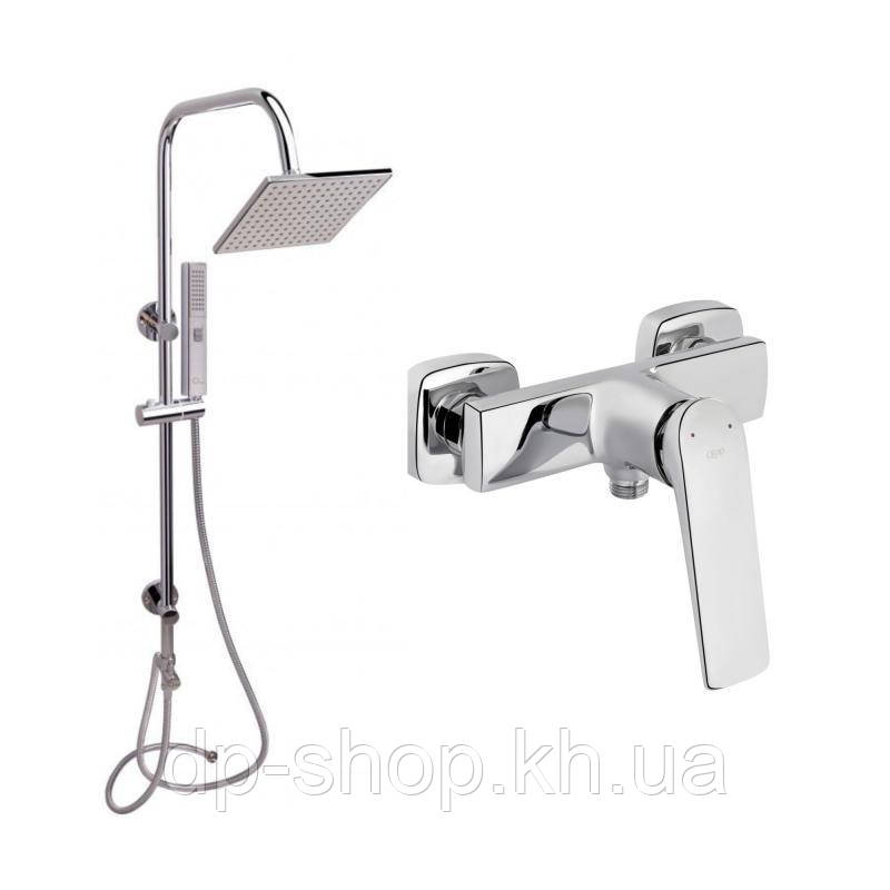 Набір Qtap 2 в 1 Vlasta для душу з душовою стійкою (QTVLA4028102C + QT1001CRM) Chrome, фото 1