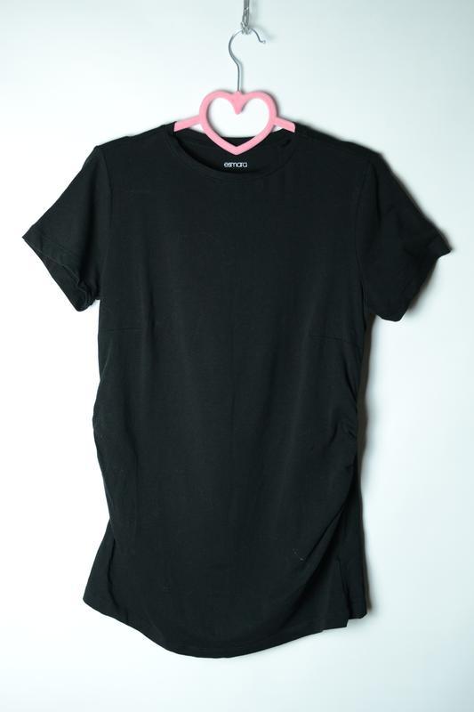 Жіноча чорна бавовняна футболка для вагітних Esmara розмір 48 -50