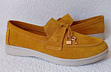 Жіночі лофери Loro piana,жовті замшеві туфлі лоро піана мокасини, фото 2