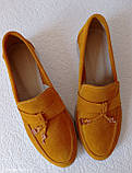 Жіночі лофери Loro piana,жовті замшеві туфлі лоро піана мокасини, фото 4
