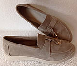 Жіночі лофери Loro piana, замшеві туфлі лоро піана мокасини беж замша, фото 3