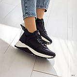 Жіночі шкіряні кросівки черевики чорні Демісезонні весняні осінні з натуральної шкіри Розмір 36 37 39 40 41, фото 3