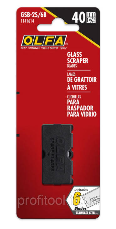 Лезо OLFA - GSB-2S/6B з нержавіючої сталі 40х18х0,25 мм блістер 6 шт (896510), фото 1